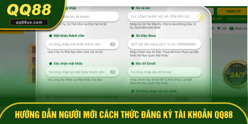 Hướng dẫn người mới cách thức đăng ký tài khoản QQ88 Hướng dẫn người mới cách thức đăng ký tài khoản QQ88
